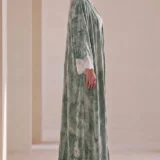 Muted Olive Textured Flowing Abaya Set