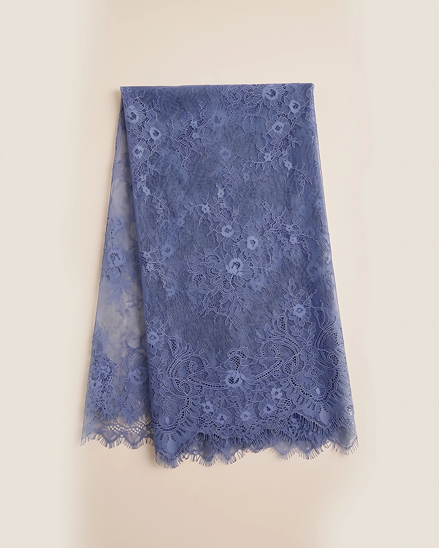ABH10-c Steel Blue Textured Flowing Abaya Set