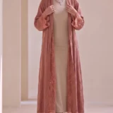 Warm Beige Textured Flowing Abaya Set