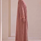 Warm Beige Textured Flowing Abaya Set