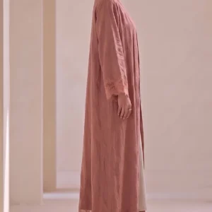 Warm Beige Textured Flowing Abaya Set
