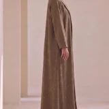Espresso Brown Textured Flowing Abaya Set