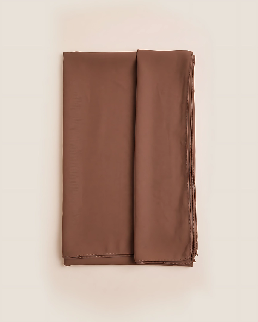 ABH12-c Espresso Brown Textured Flowing Abaya Set