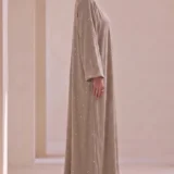 Smoked Umber Textured Flowing Abaya Set