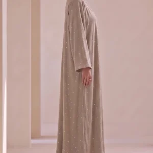 Smoked Umber Textured Flowing Abaya Set