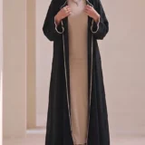 Soft Black Textured Flowing Abaya Set