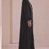 Soft Black Textured Flowing Abaya Set