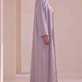 Dusty Mauve Textured Flowing Abaya Set