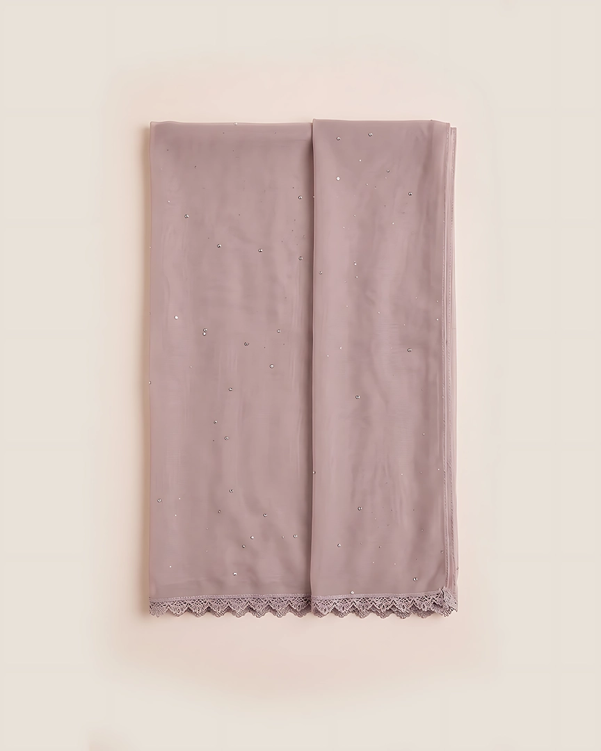 ABH3-c Dusty Mauve Textured Flowing Abaya Set