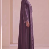 Deep Plum Textured Flowing Abaya Set
