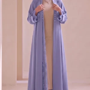 Muted Lilac Textured Flowing Abaya Set