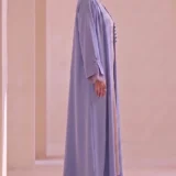 Muted Lilac Textured Flowing Abaya Set