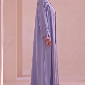 Muted Lilac Textured Flowing Abaya Set