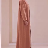 Muted Brick Red Textured Flowing Abaya Set