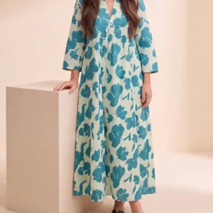Aegean Teal Floral Empire Gown