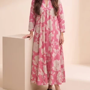 Peony Pink Hibiscus Empire Gown