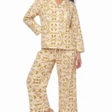 Golden Kaleidoscope Botanical Long Pajama Set
