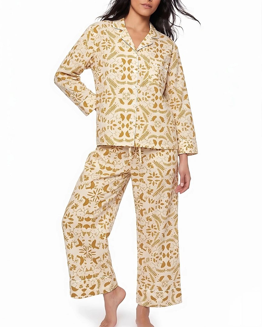 PJ1-a Golden Kaleidoscope Botanical Long Pajama Set