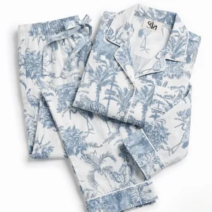 Arctic Blue Safari Toile Long Pajama Set