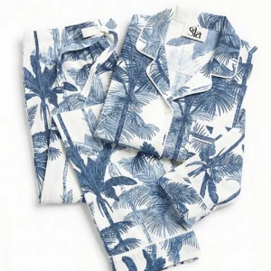 Midnight Palm Botanical Long Pajama Set