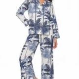 Midnight Palm Botanical Long Pajama Set