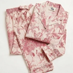 Rose Quartz Safari Toile Long Pajama Set