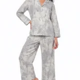Silver Mist Safari Toile Long Pajama Set