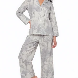 Silver Mist Safari Toile Long Pajama Set