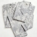 Silver Mist Safari Toile Long Pajama Set