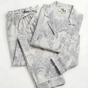 Silver Mist Safari Toile Long Pajama Set