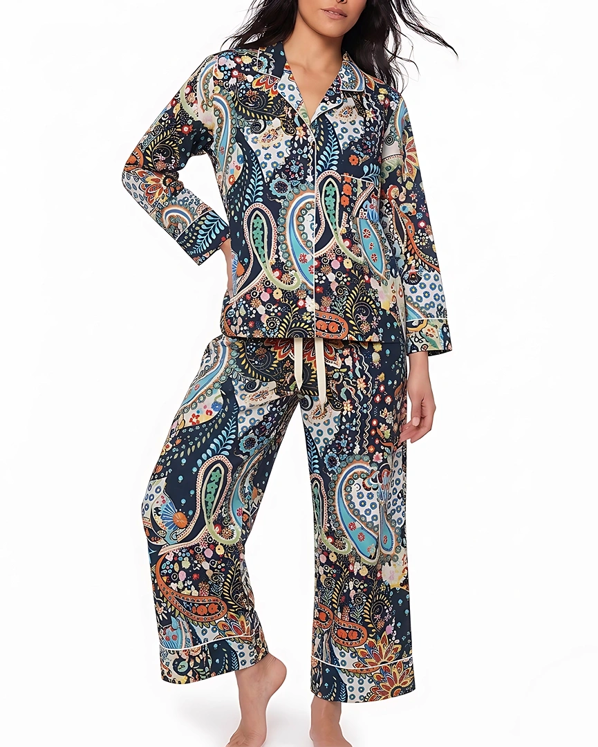 PJ17-a Midnight Jewel Paisley Long Pajama Set