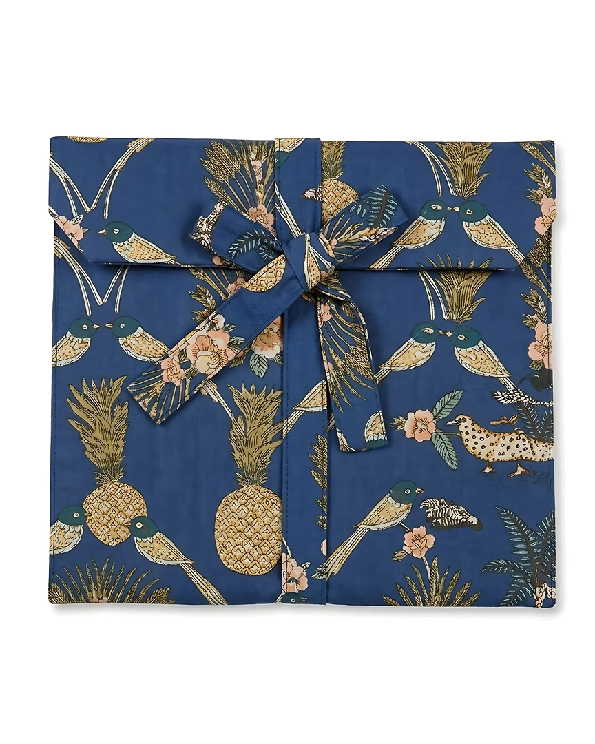PJ7-b Pineapple & Songbird Indigo Long Pajama Set