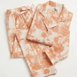 Sunset Palm Toile Long Pajama Set