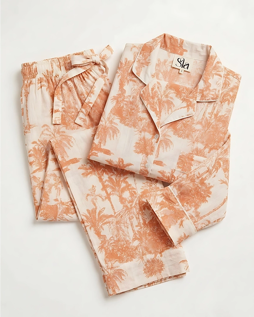 PJ8 Sunset Palm Toile Long Pajama Set