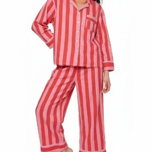 Pink & Red Candy Stripe Long Pajama Set