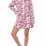 Pink Panther Ruffled Shortie Pajama Set – Blush & Fuchsia