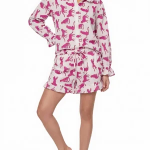Pink Panther Ruffled Shortie Pajama Set – Blush & Fuchsia