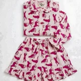 Pink Panther Ruffled Shortie Pajama Set – Blush & Fuchsia