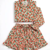 Strawberry Stripe Ruffled Shortie Pajama Set – Sage & Crimson
