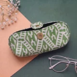 Garden Green Ikat Quilted Glasses Pouch