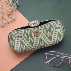 Garden Green Ikat Quilted Glasses Pouch
