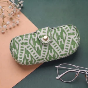 Garden Green Ikat Quilted Glasses Pouch