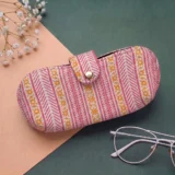 Pink Chevron Stripe Quilted Glasses Pouch