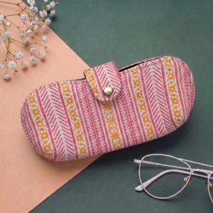 Pink Chevron Stripe Quilted Glasses Pouch