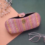 Pink Chevron Stripe Quilted Glasses Pouch