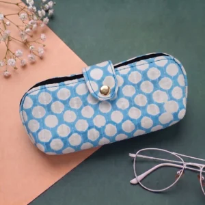 Blue Skies Polka Dot Quilted Glasses Pouch