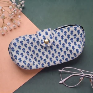 Blue Indigo Bud Quilted Glasses Pouch