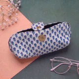 Blue Indigo Bud Quilted Glasses Pouch